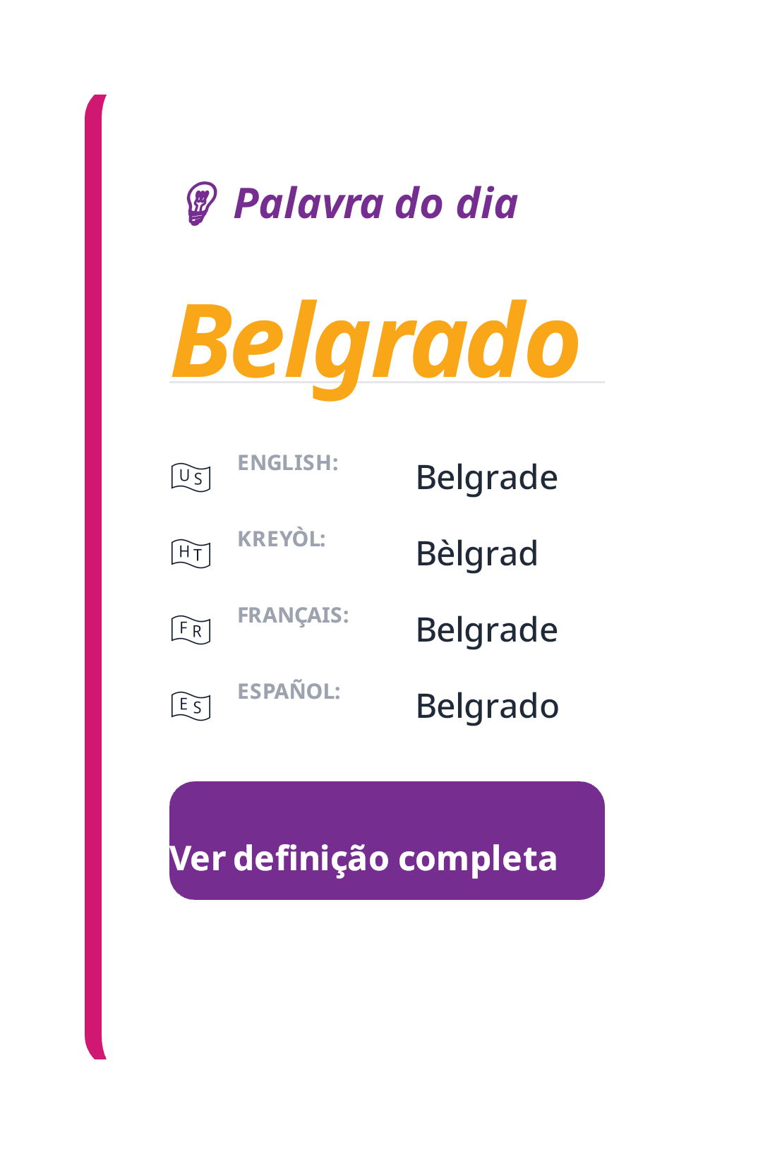 Palavra do dia: Belgrado