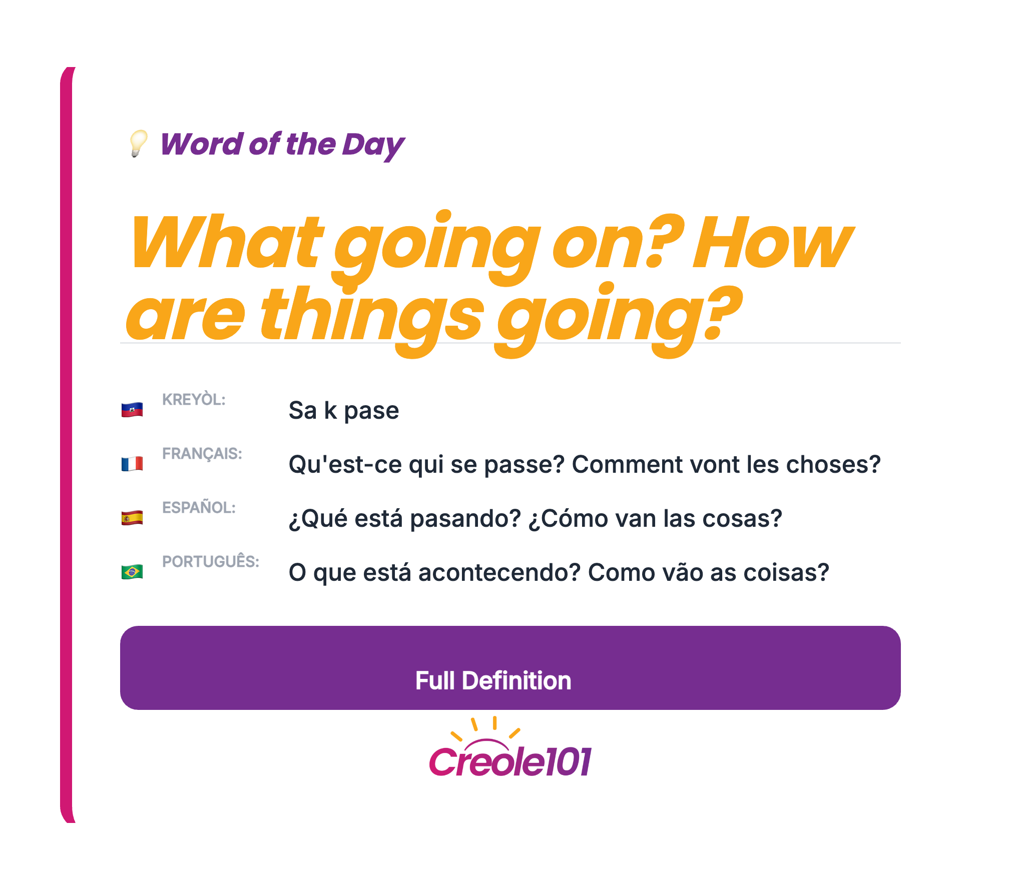 Word of the Day: What going on? How are things going?